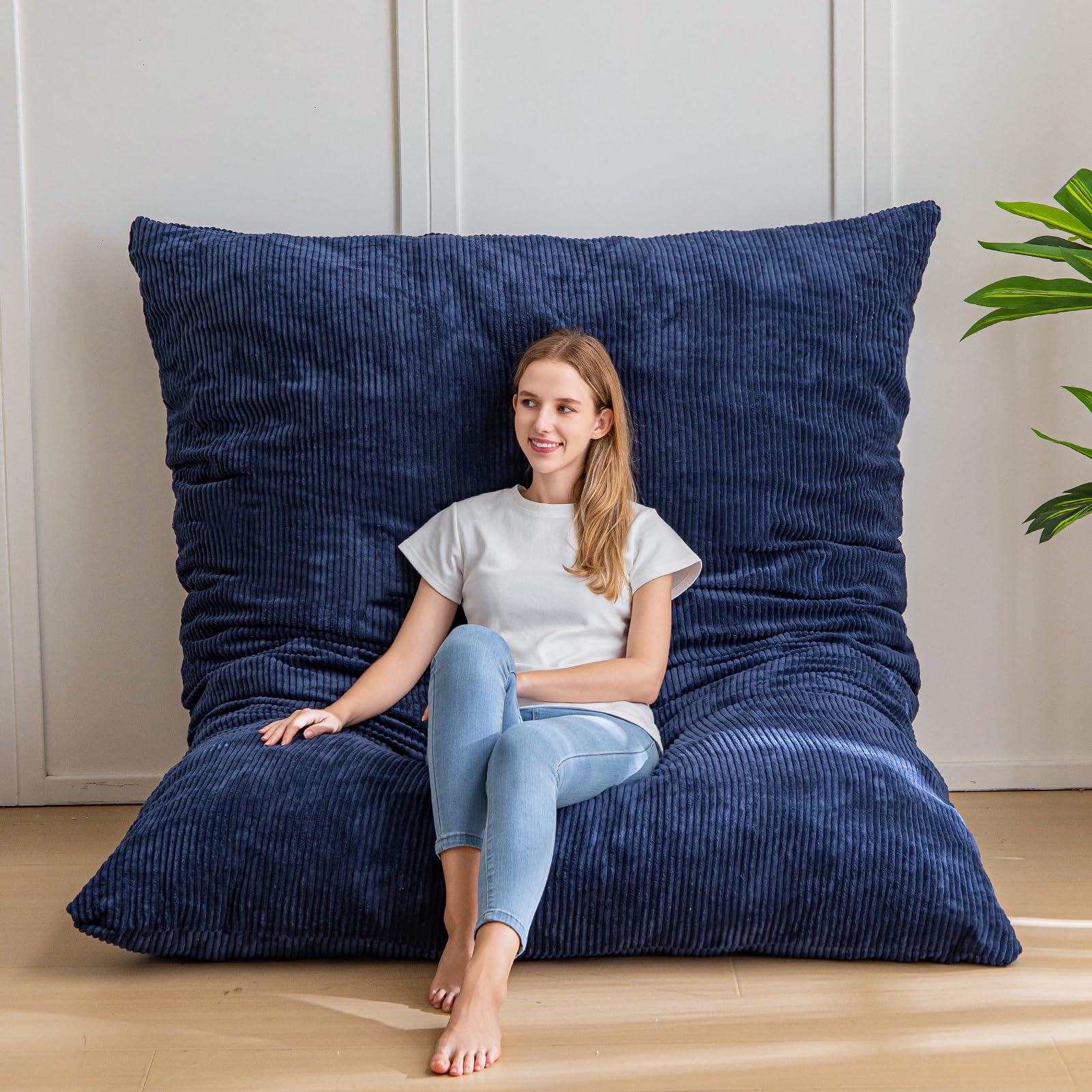 MAXYOYO 3 in 1 Bean Bag Chair Giant Bean Bag Sofa Bed Floor Mattress with High-Density Foam Filling Bean Bag Chair for Livingroom Bedroom